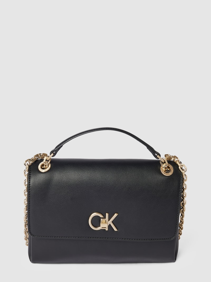 Handtasche mit Label-Applikation Modell 'RE-LOCK' in schwarz