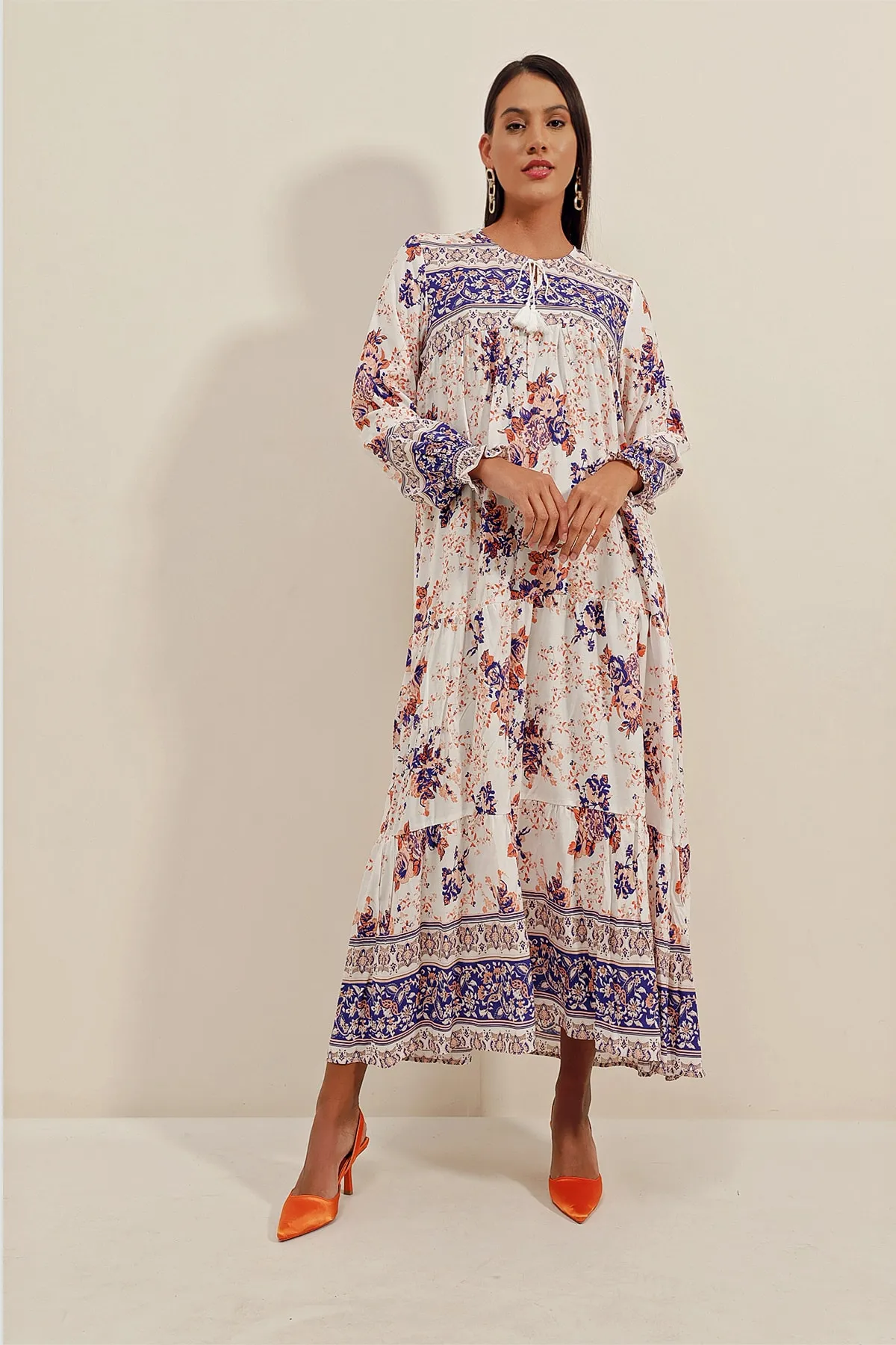 Bigdart  1947 Gemustertes langes Kleid – Y. Lila