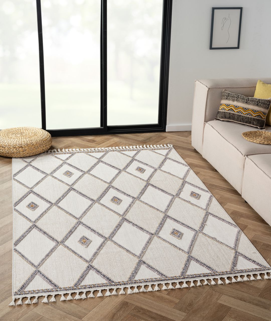 MyFlair Teppich Felice, 160cm x 230cm, Farbe Beige, rechteckig, Florhöhe 10mm