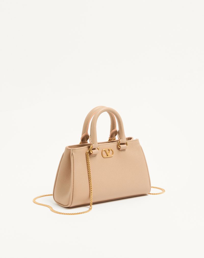 Bolsa Mini VLogo Signature em couro de bezerro granulado