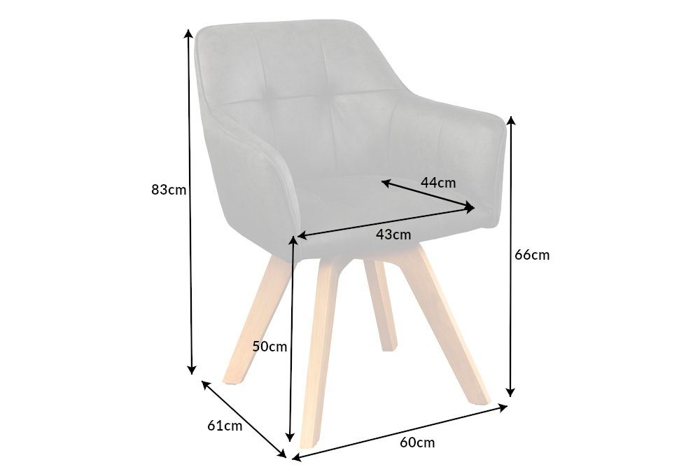 riess-ambiente Esszimmerstuhl LOFT antik grau / natur (Einzelartikel, 1 St), Küche · Microfaser · Massivholz · 180° drehbar · Industrial