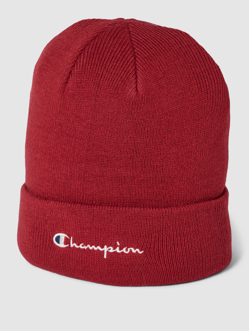 Beanie mit Label-Stitching in bordeaux rot
