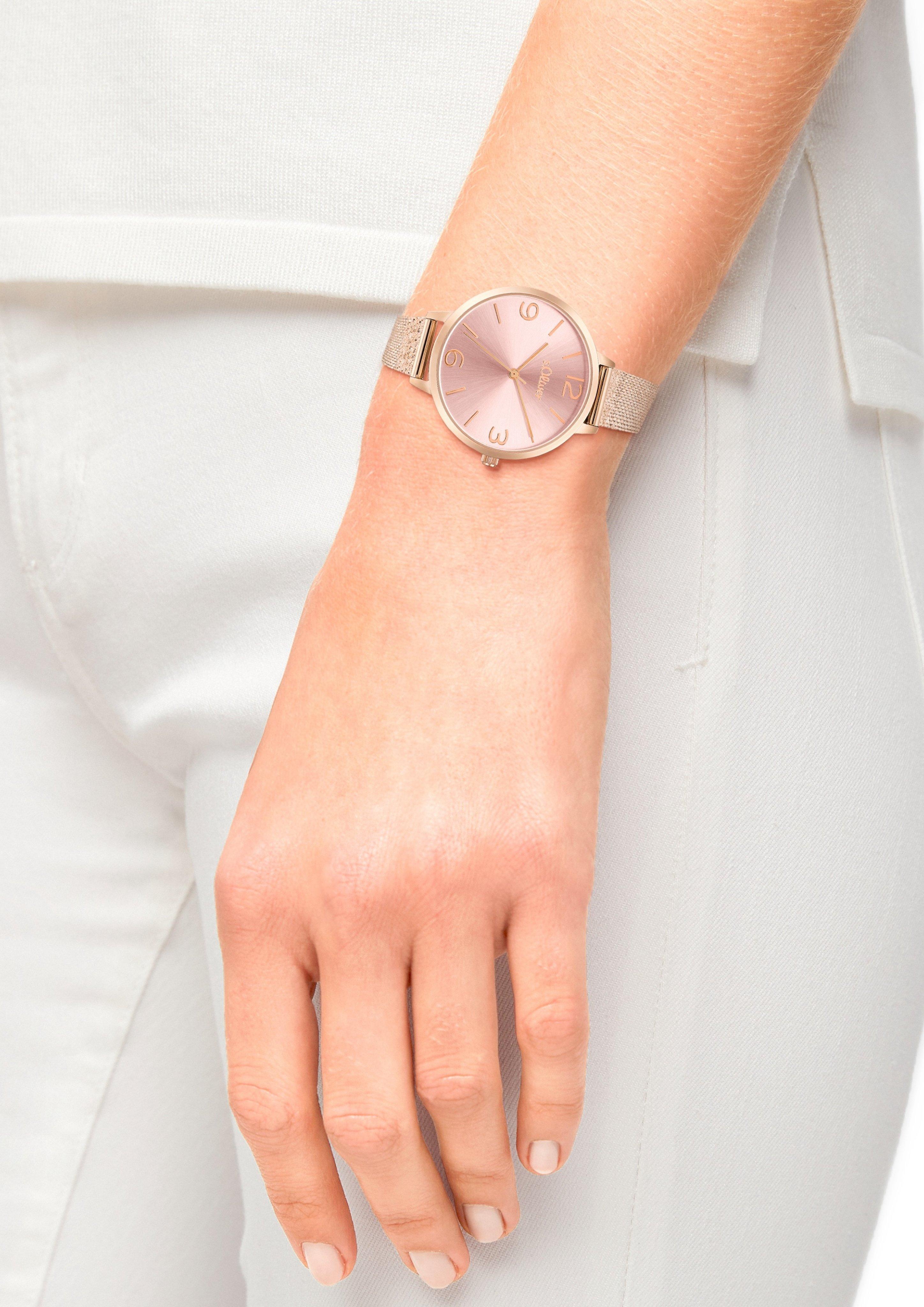 Roségoldene Armbanduhr mit Metallband  6009566-44B0