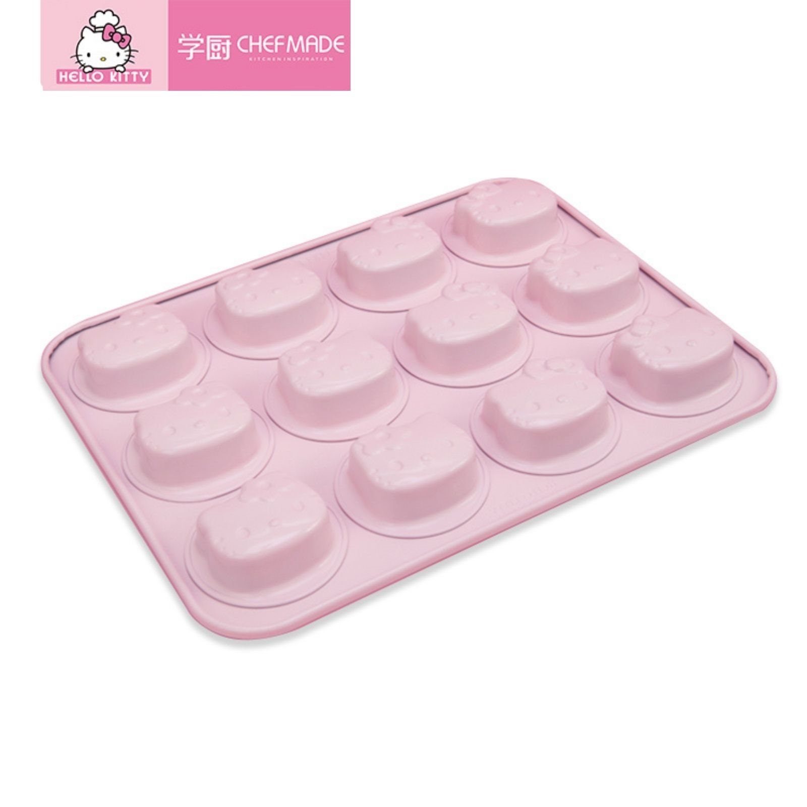 Chefmade Muffinform Muffinblech, (CHEFMADE, HELLO KITTY, Pink, 12er Muffinblech, 326x258x28mm, antihaft- & silikonbeschichtet, Muffinform, Cupcakeblech, Minikuchenform, Backblech, Cup-Cakes, Kohlenstoffstahl 1-tlg), Muffinform 12 Muffins - Muffin Bac