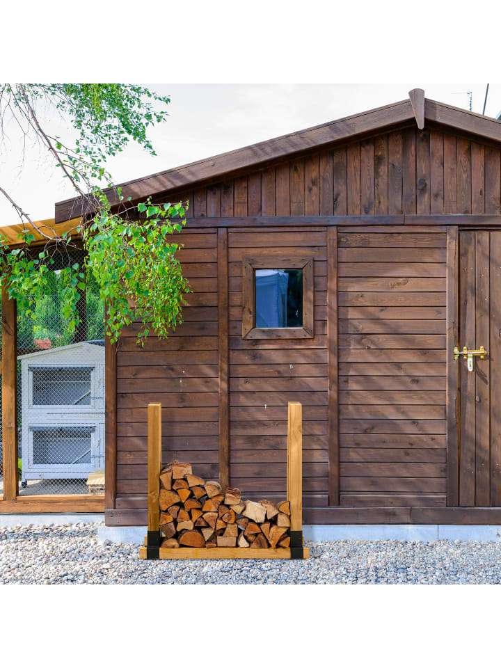 relaxdays 2x Holzstapelhilfe in Schwarz günstig kaufen onesize