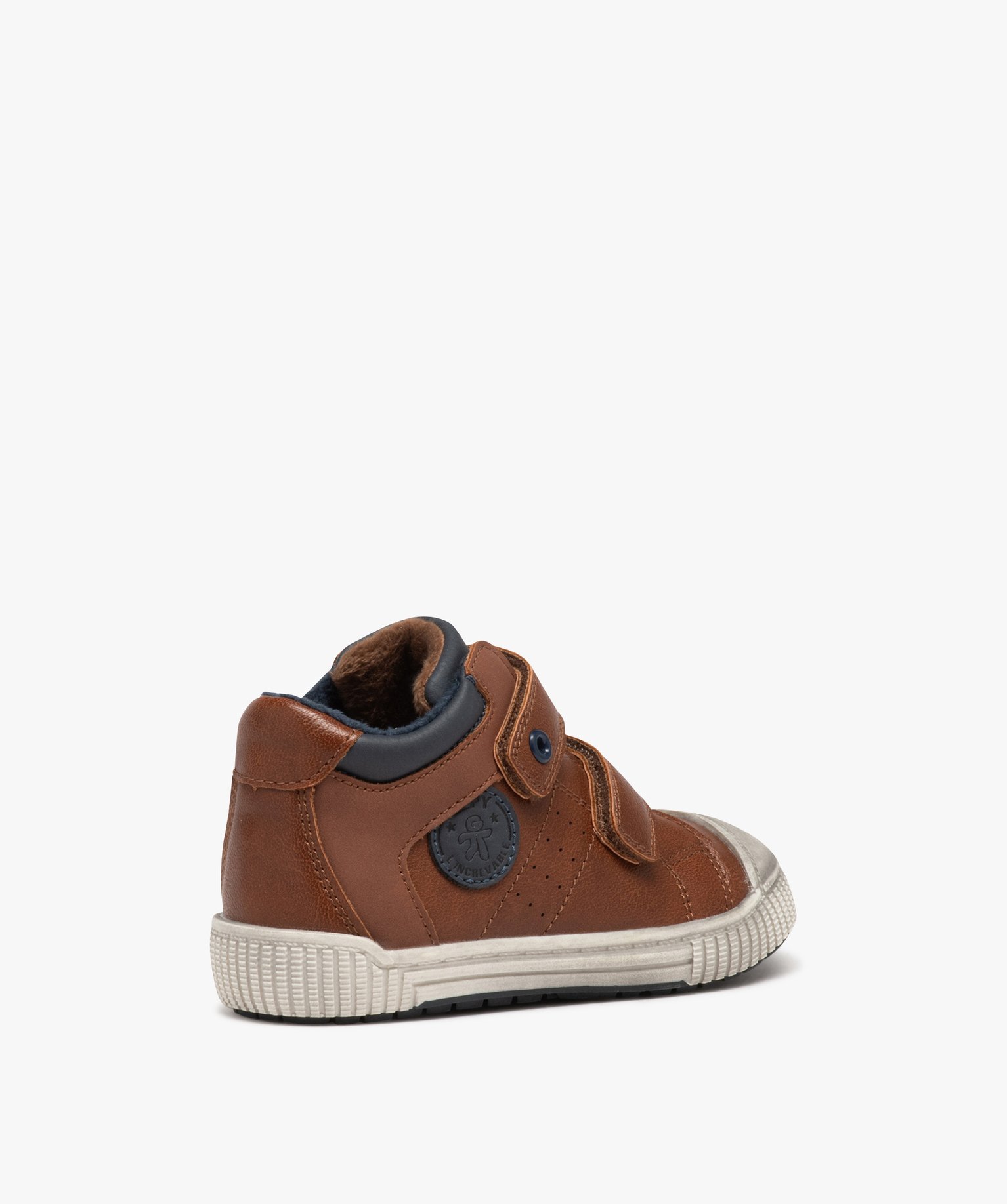 Baskets Garçon mid-cut bicolores à double scratch - Gepy camel | GEMO