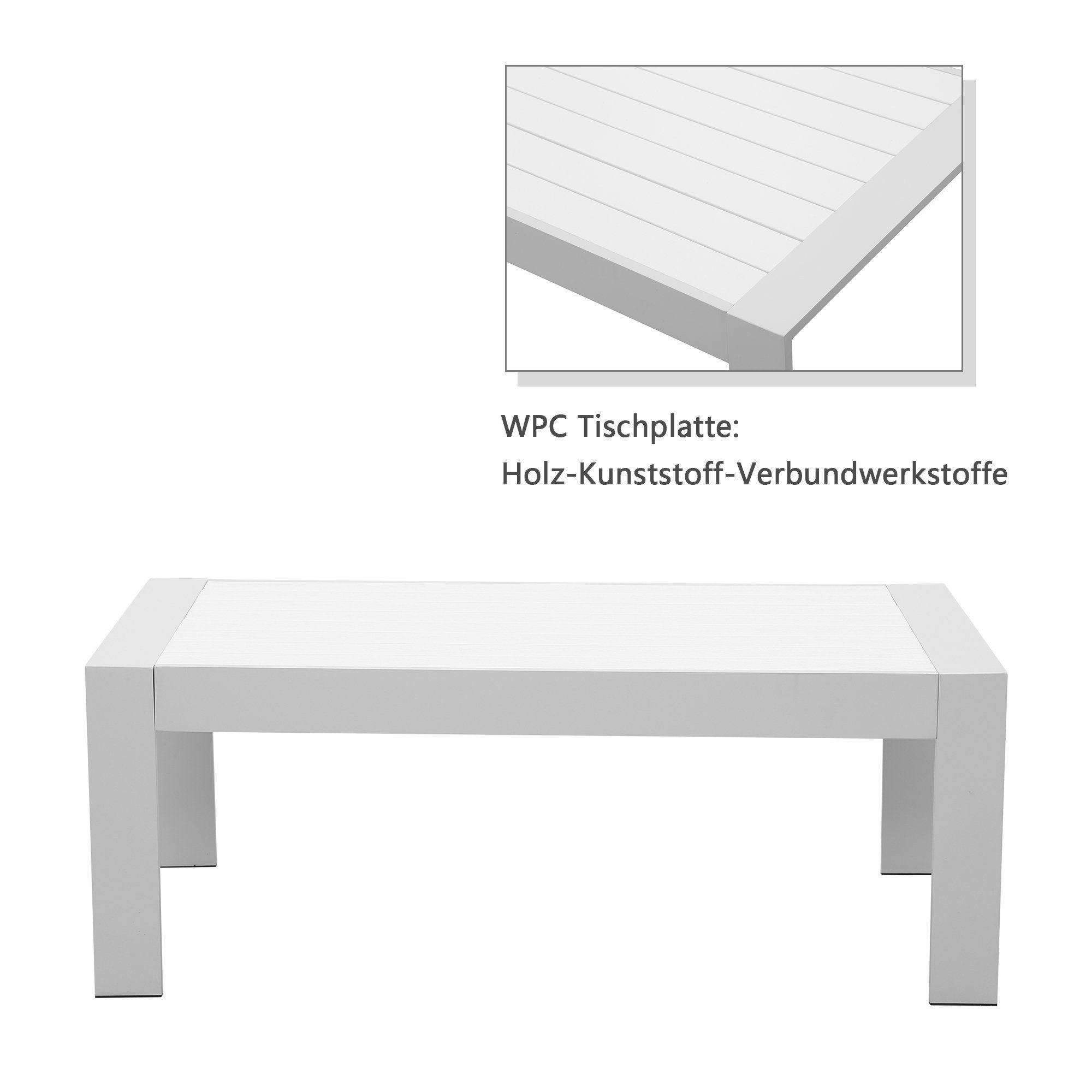 MeXo Loungeset 5-Sitzer Aluminium Gartenmöbel Set, (Terrassemöbel Set, 4-tlg., mit Sofa, Tisch), Lounge-Set Garten Balkon Terrasse für 5 Personen