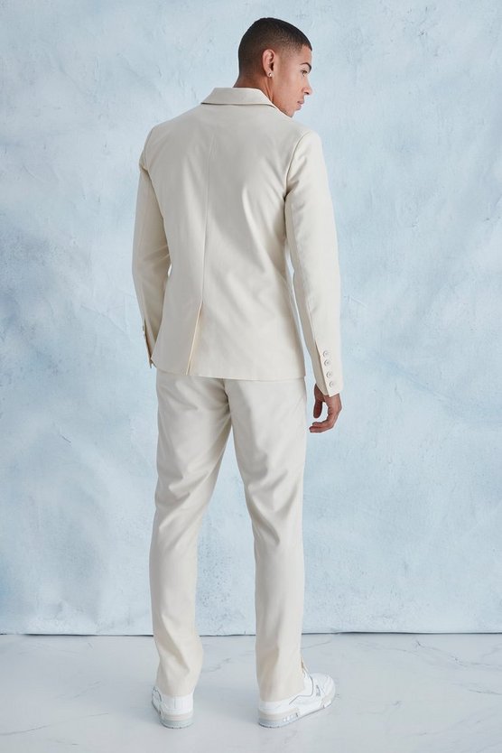 Zweireihige Slim-Fit Jacquard Anzugjacke mit Reißverschluss