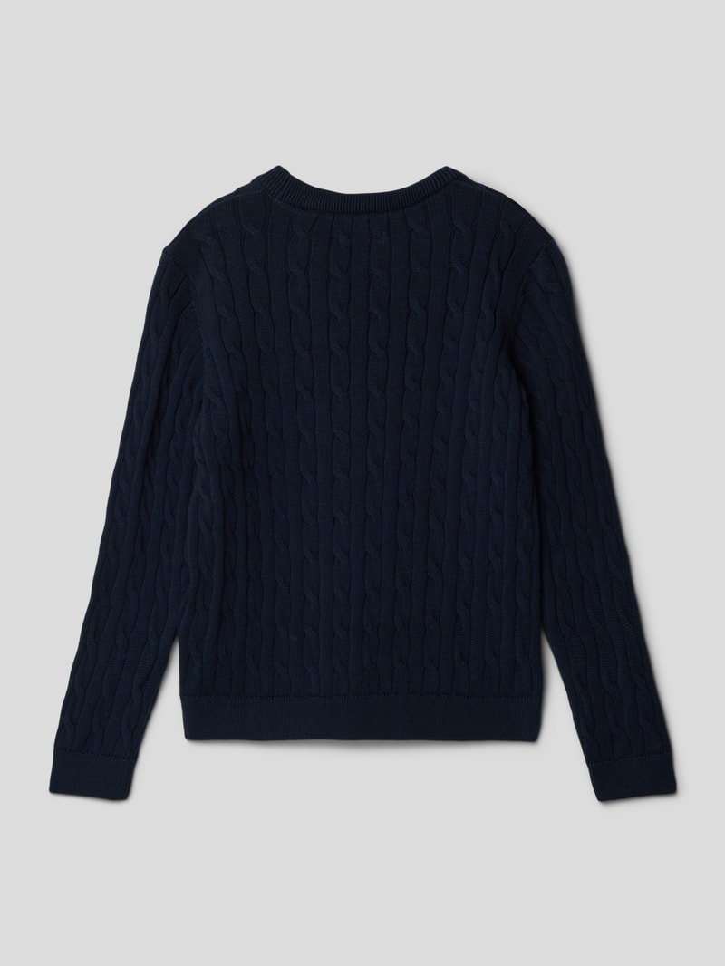 Strickpullover mit Zopfmuster Modell 'SHIELD' in blau
