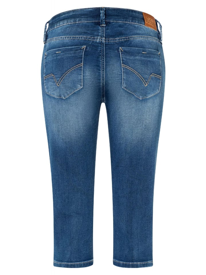 Timezone Capri Denim Jeans Shorts Kurze Bermuda Tight AleenaTZ 3/4 in Blau-2 günstig kaufen W27