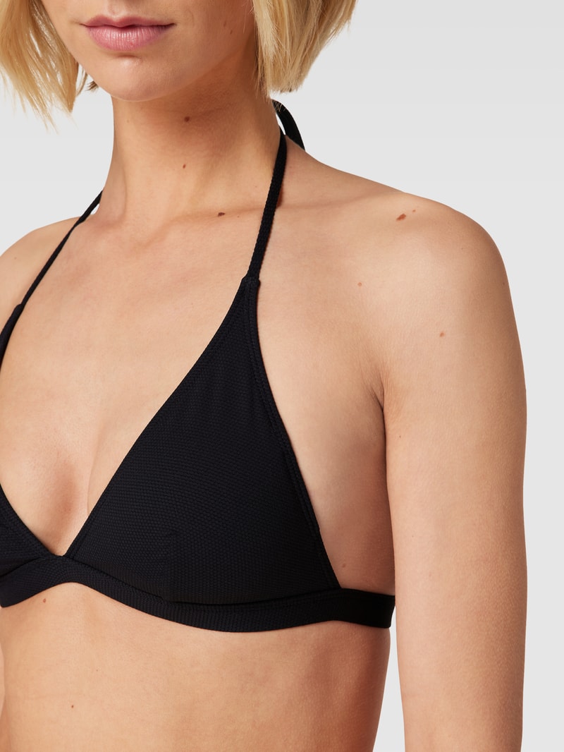 Bikini-Oberteil mit Strukturmuster und Schnürung in schwarz