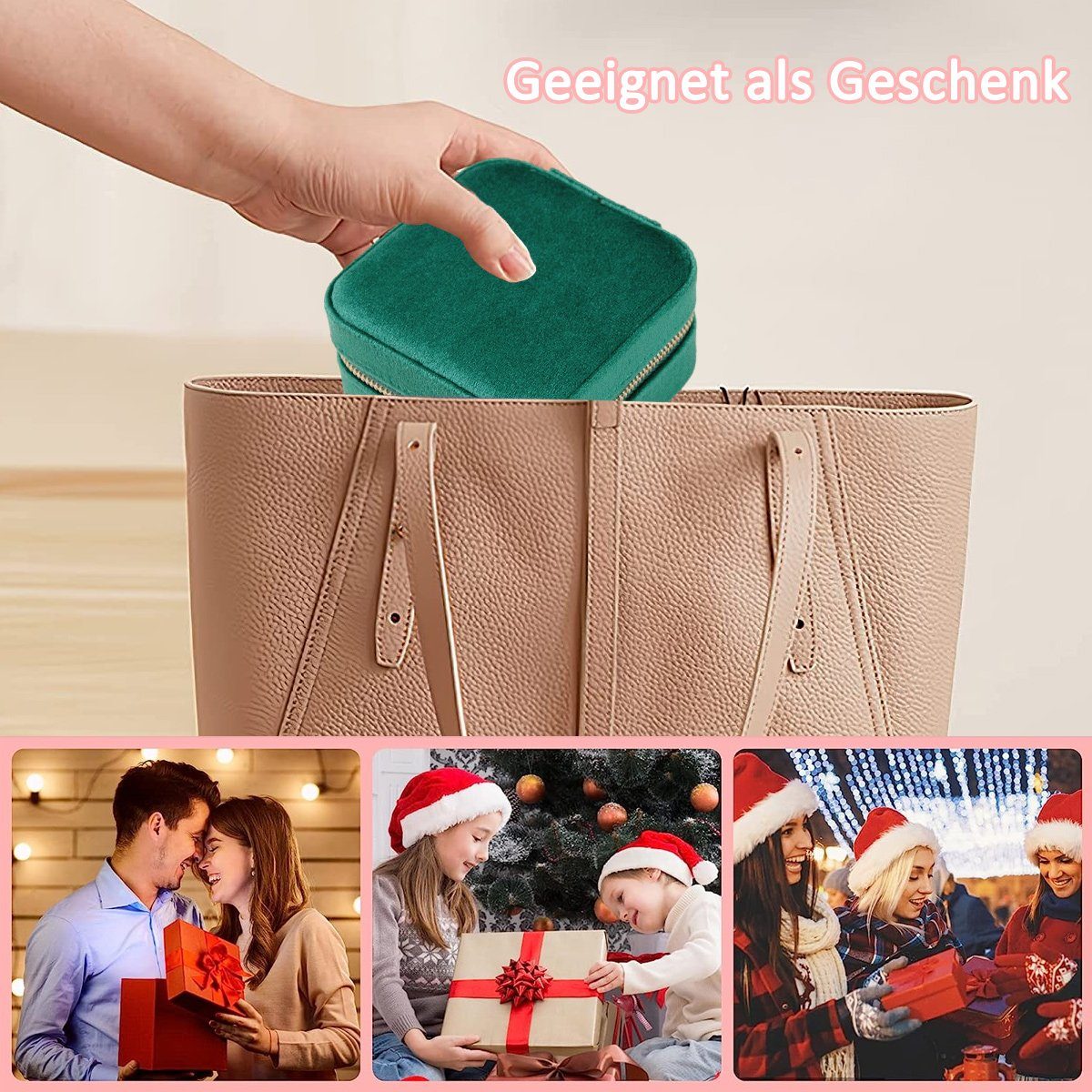 FeelGlad Schmuckkasten Schmuckaufbewahrung Reise,Jewelry Organizer mit Spiegel für Damen