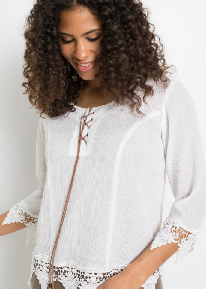Bluse mit Schnürung und Spitzendetails