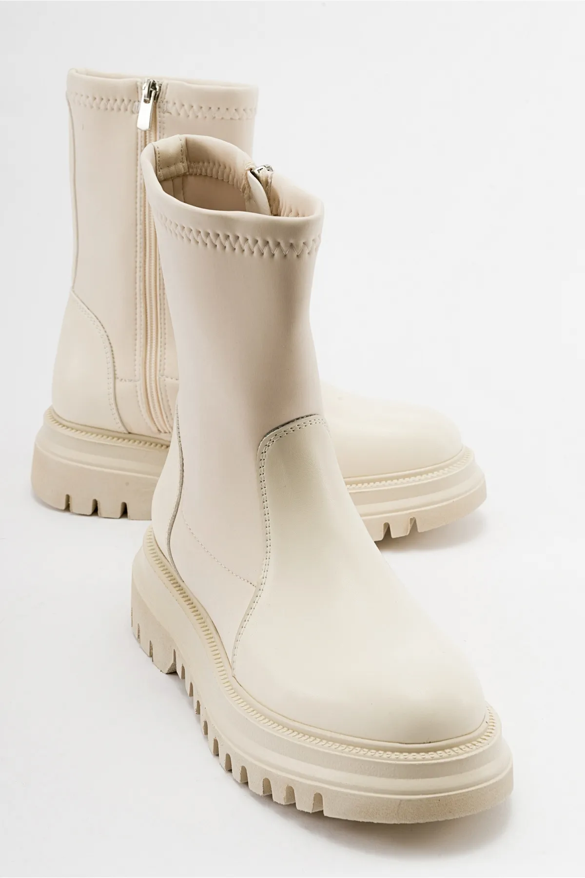 LuviShoes  ALİAS Beige Scuba Damenstiefel