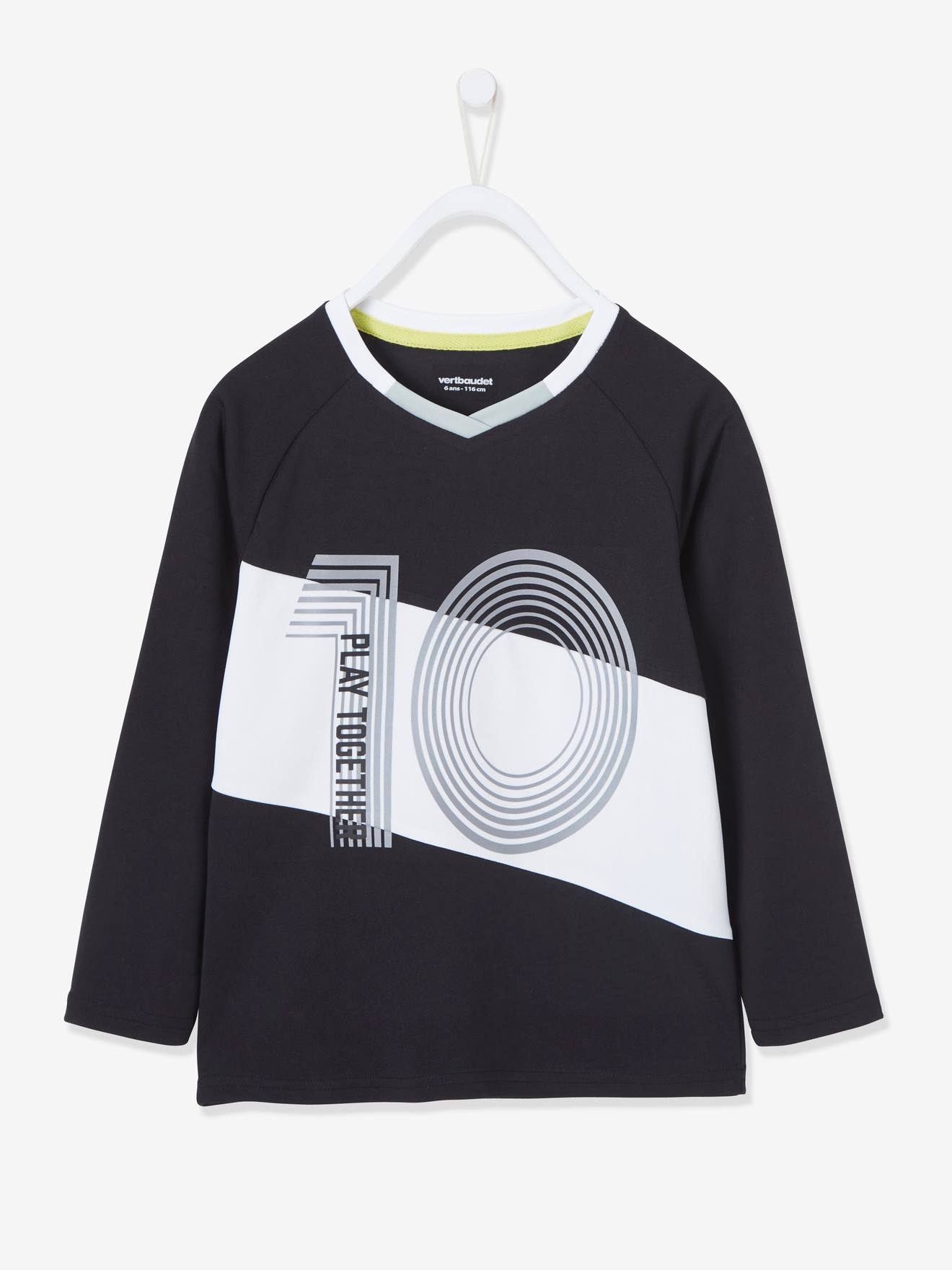 T-shirt de foot garçon matière technique noir