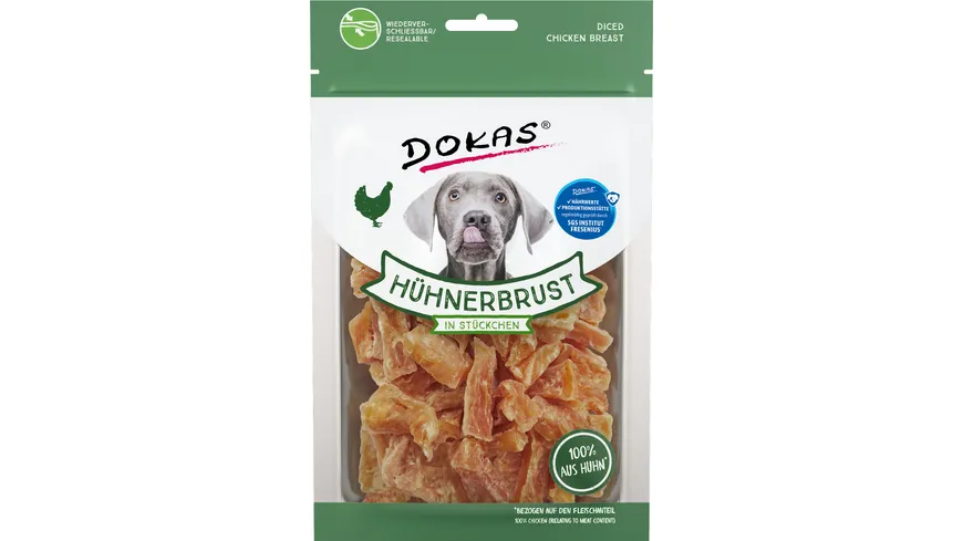 Dokas Hunde Snack Hühnerbrustfilet in Stückchen 70 g