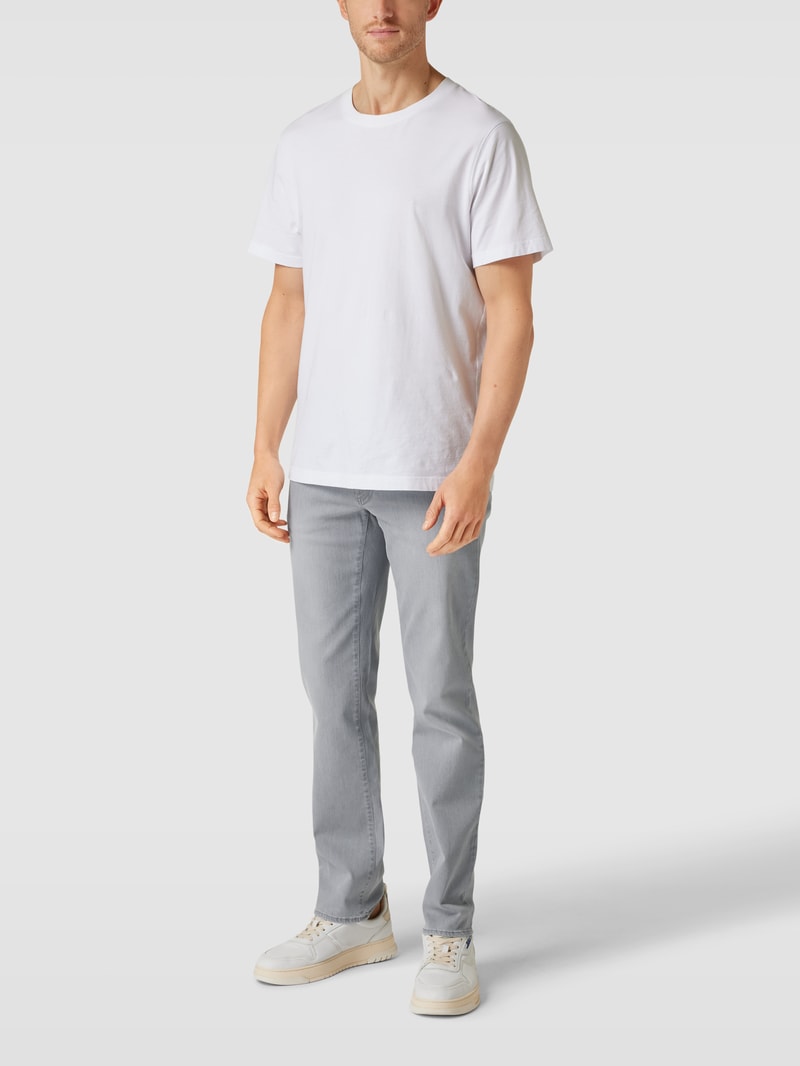 Straight Fit Jeans mit Label-Patch Modell 'Cadiz' in hellgrau