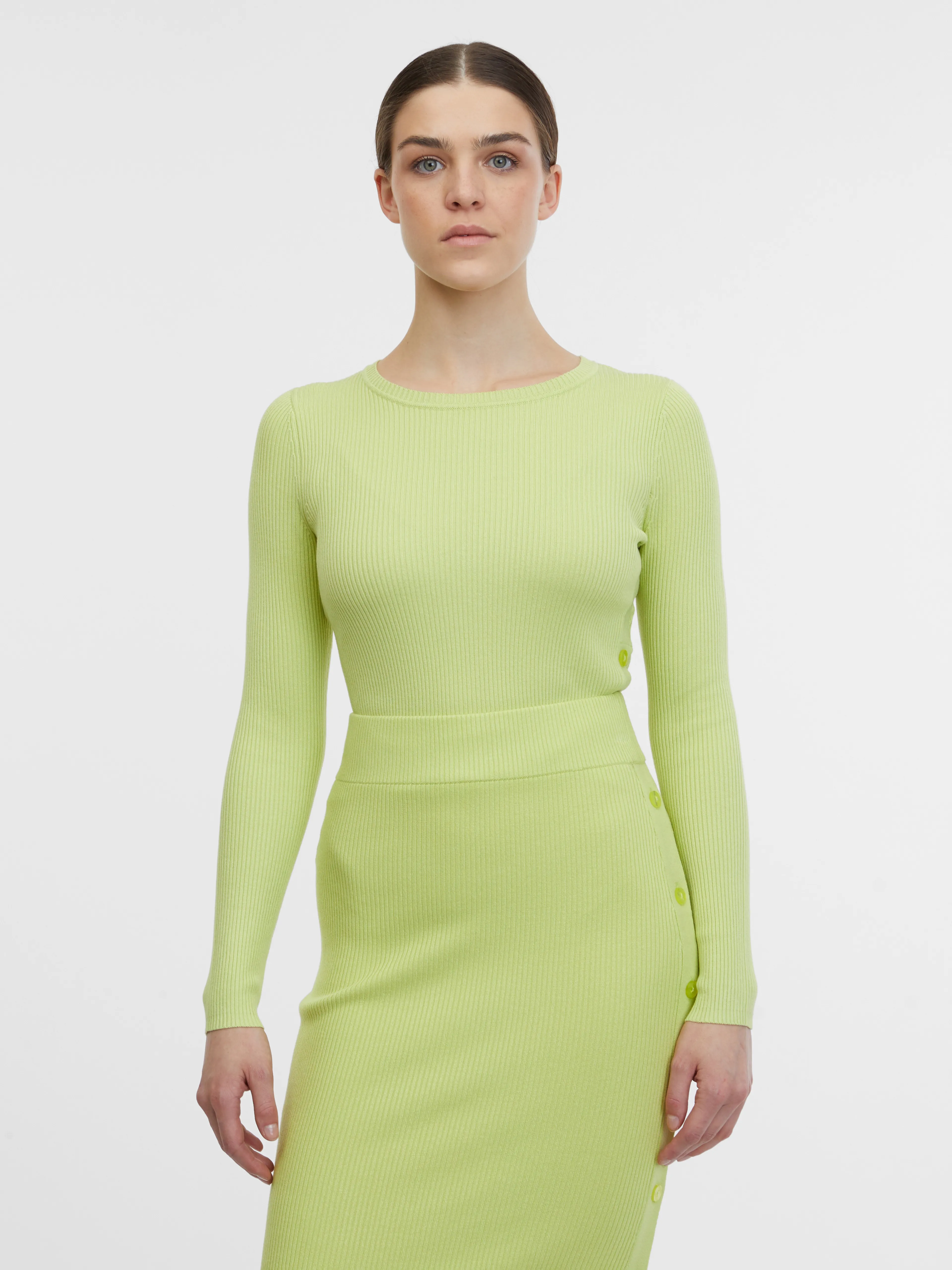 Hellgrüner Damen-Rippenpullover ORSAY