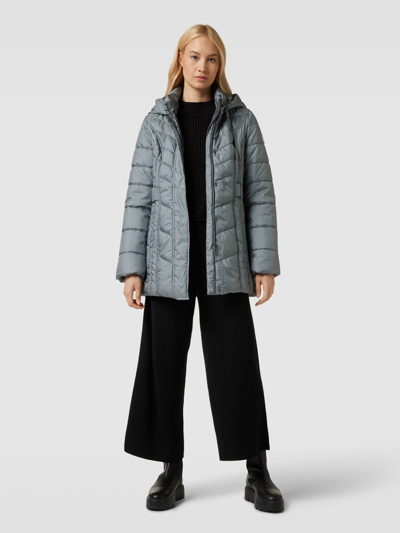 Steppjacke mit Taillengürtel in rauchblau