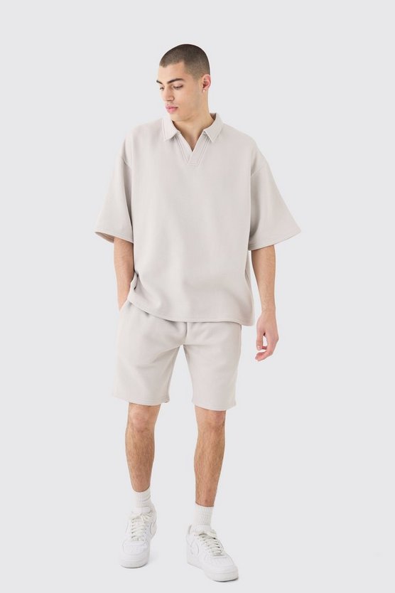 Oversize Rugby-Sweatshirt mit kurzen Ärmeln & Shorts
