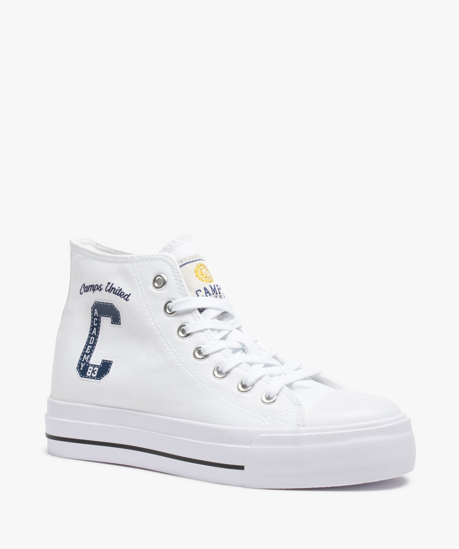 Baskets femme montantes en toile unie – Camps United blanc | GEMO