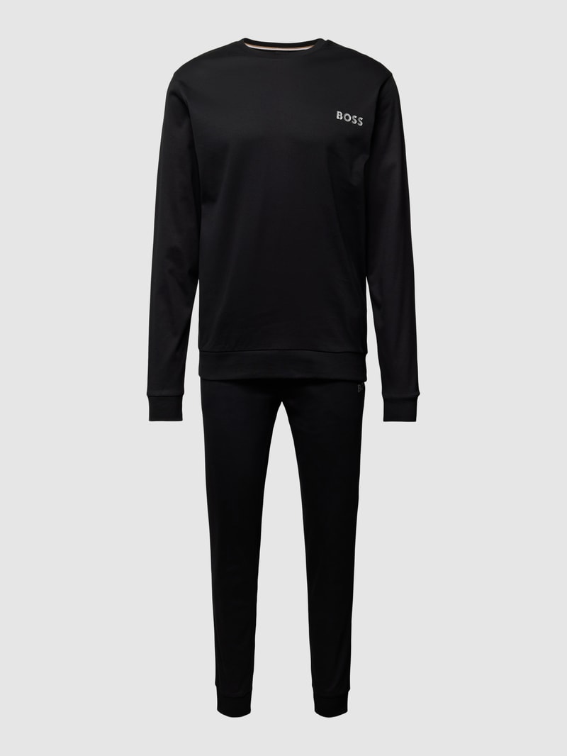 Pyjama mit Label-Print in schwarz