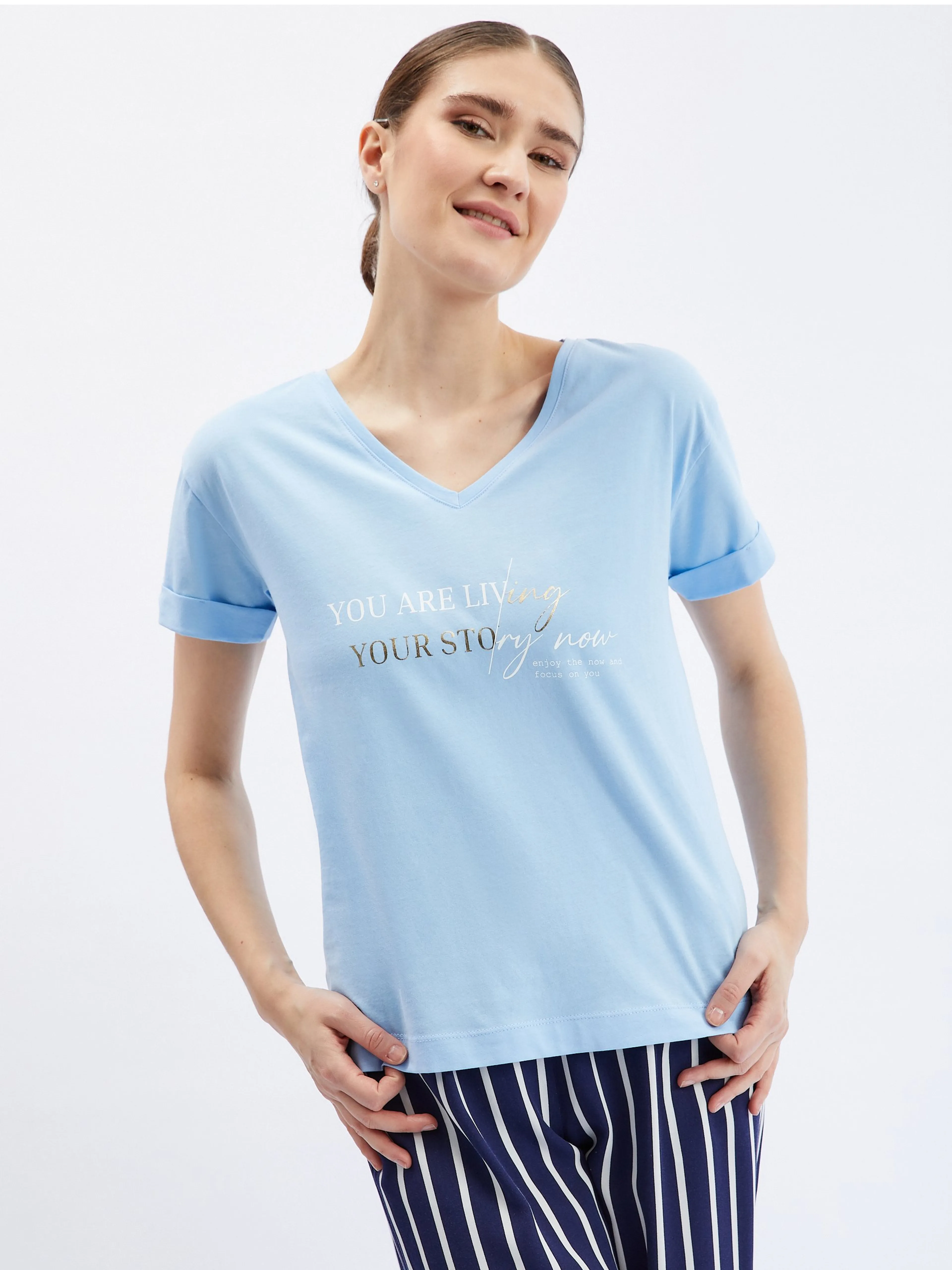 Hellblaues Damen-T-Shirt ORSAY