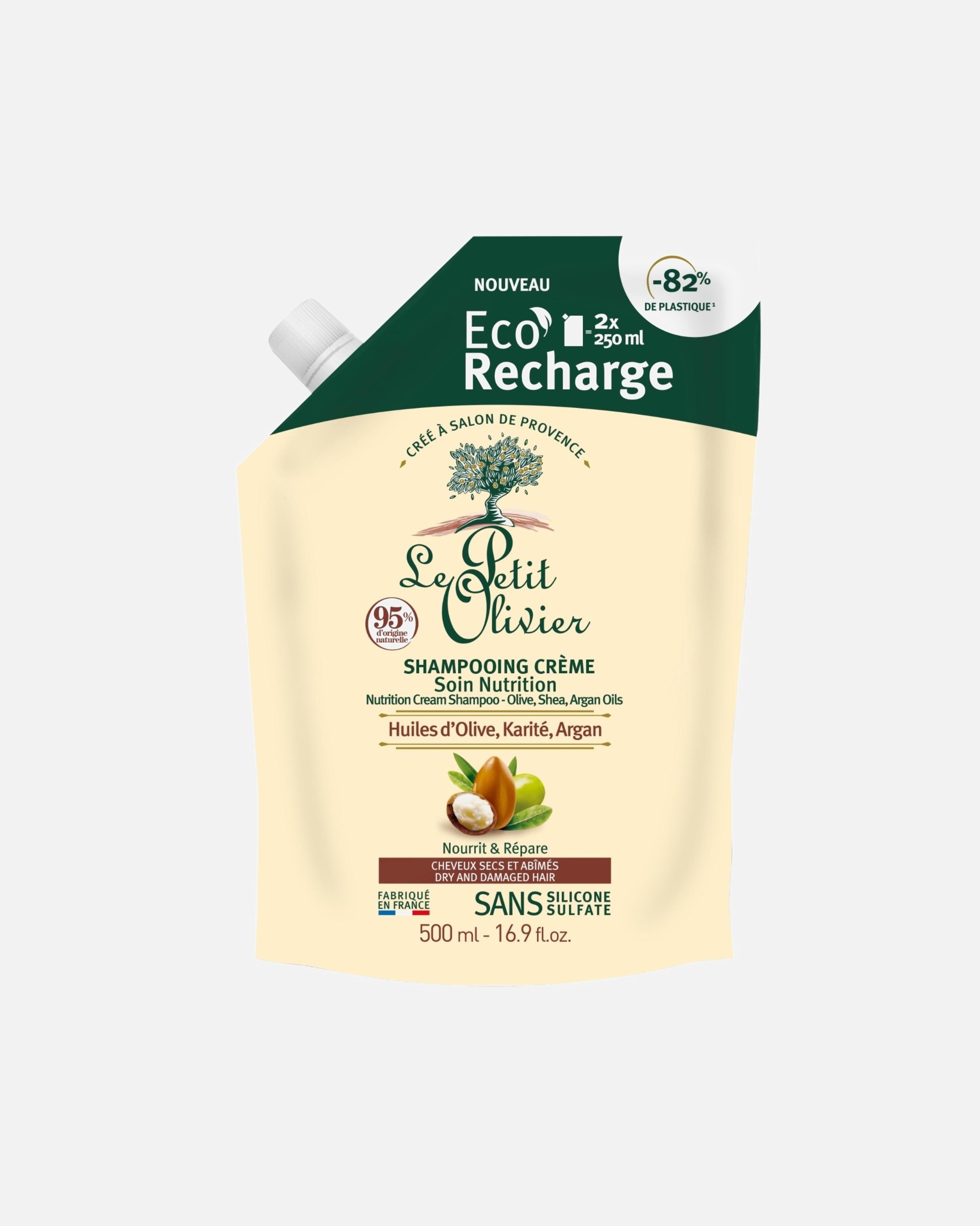 Le Petit Olivier Eco-Refill barojošs krēmveida šampūns ar olīvu, šī un argāna eļļām