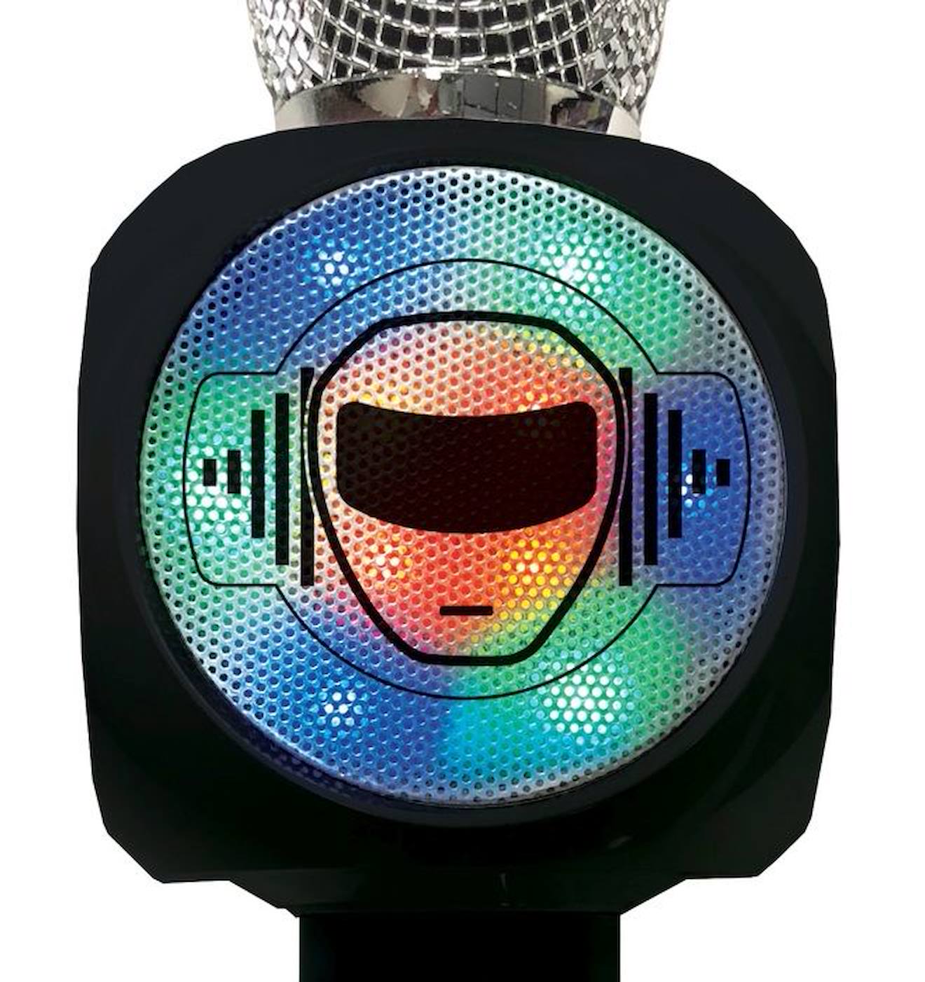 Micro Karaoké sans fil avec enceinte Bluetooth® intégrée iParty, avec effets lumineux et fonction changement de voix noir