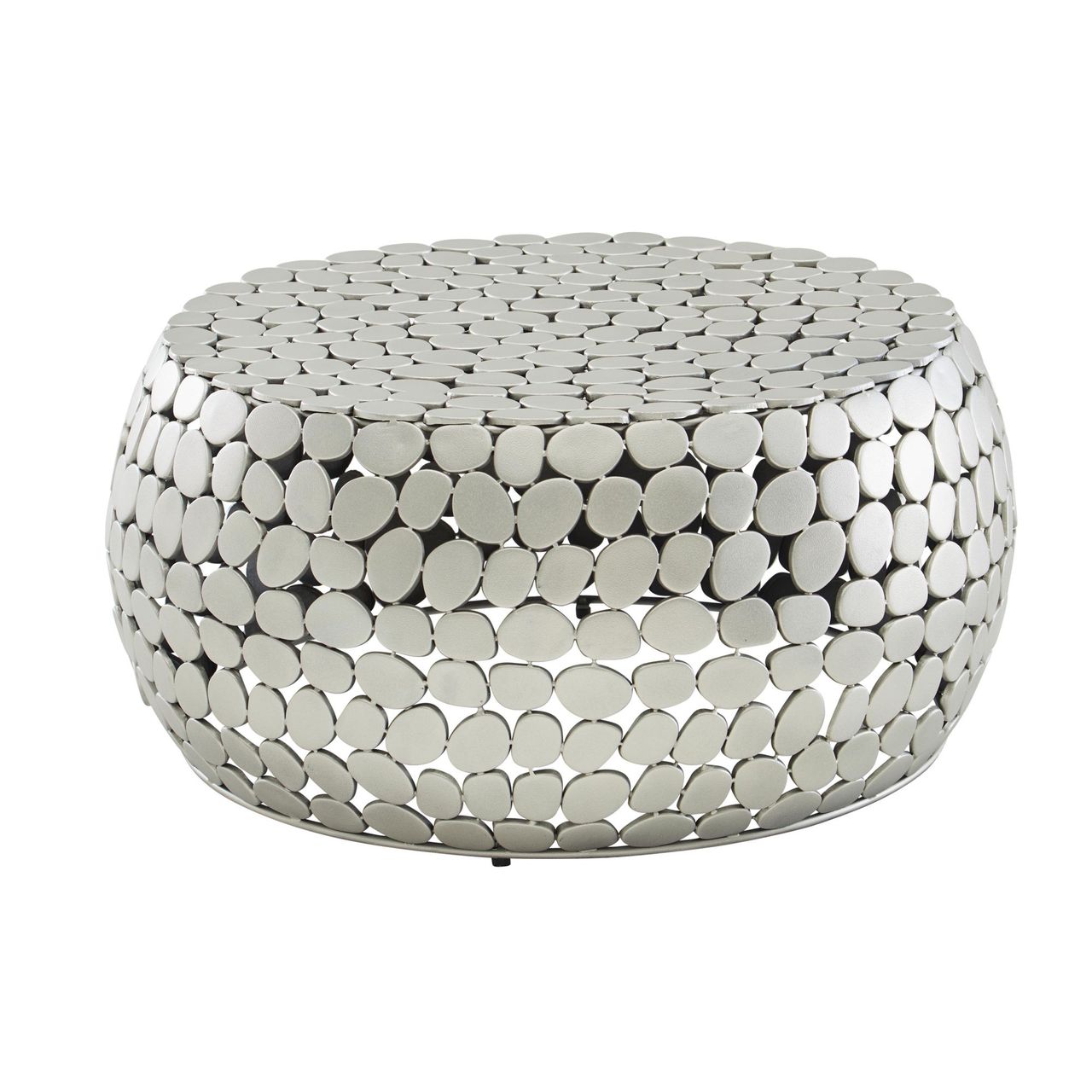 Skyport WOHNLING Couchtisch Metall Silber Sofatisch Ø 66 cm Tisch Wohnzimmertisch Rund
