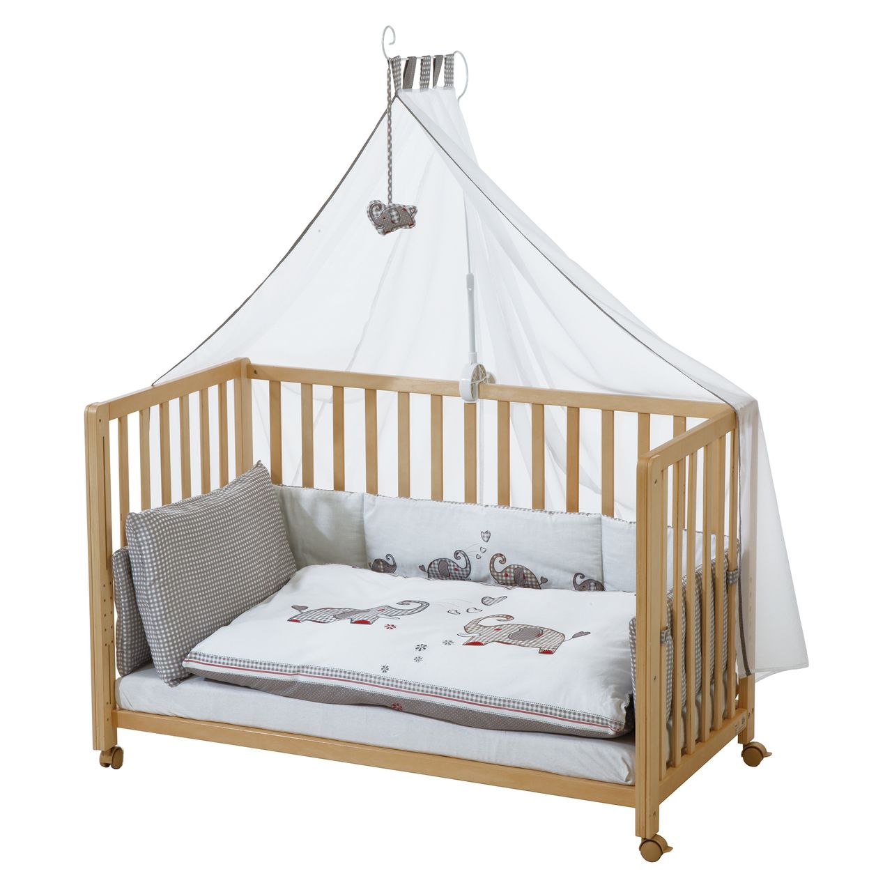 Roba Roombed, Babybett 60x120 cm Jumbotwins, Beistellbett zum Elternbett mit kompletter Ausstattung
