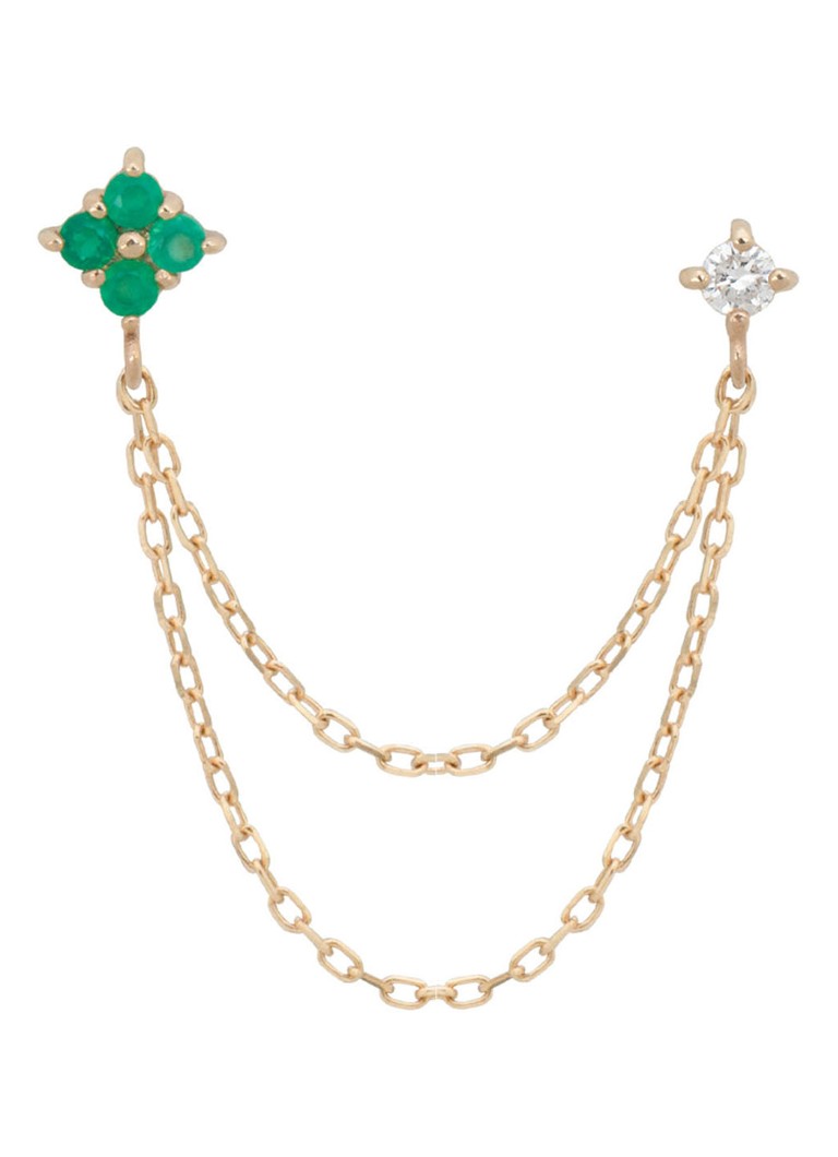 Σκουλαρίκια Anna + Nina Enchanted Chain με μονό σκουλαρίκι και αλυσίδα από κίτρινο χρυσό 14 καρατίων