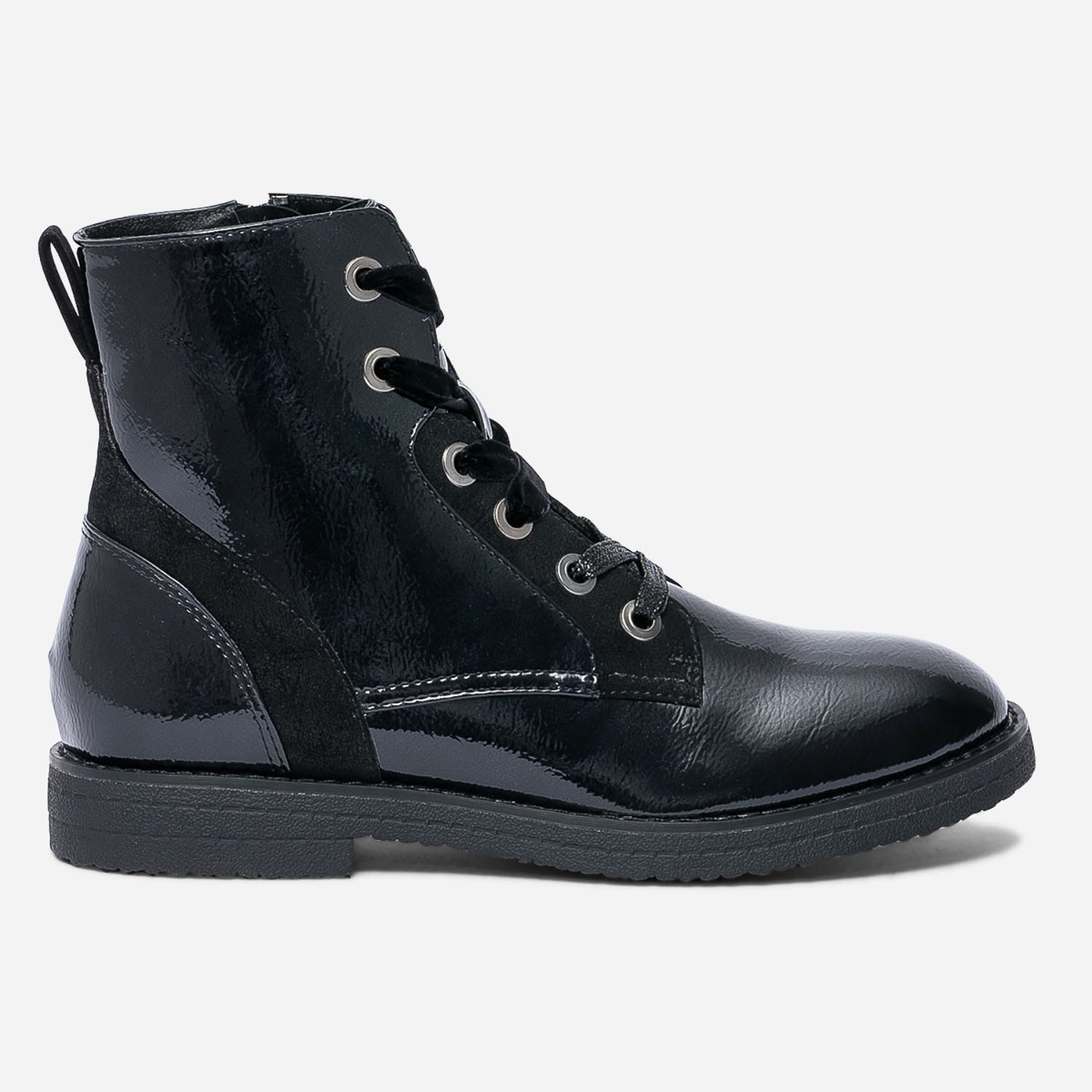 Bottine noire vernie à lacet
