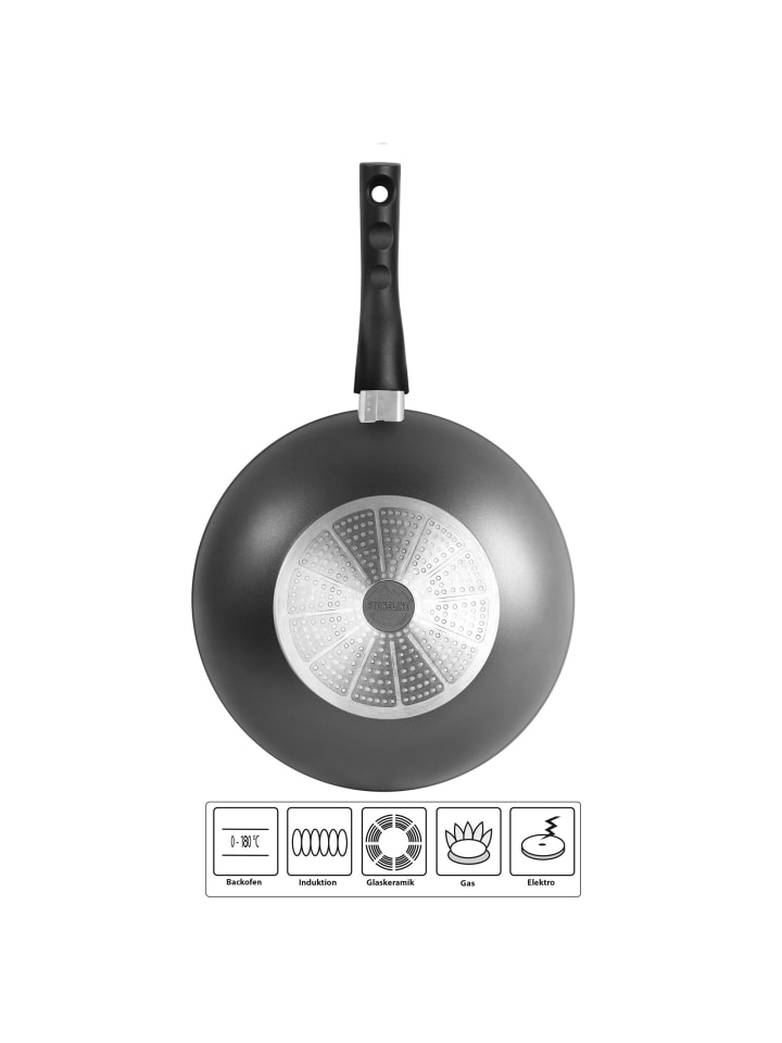 Stoneline Wokpfanne 30 cm mit abnehmbarem Griff | ohne Deckel in Anthrazit günstig kaufen Ø 30 cm
