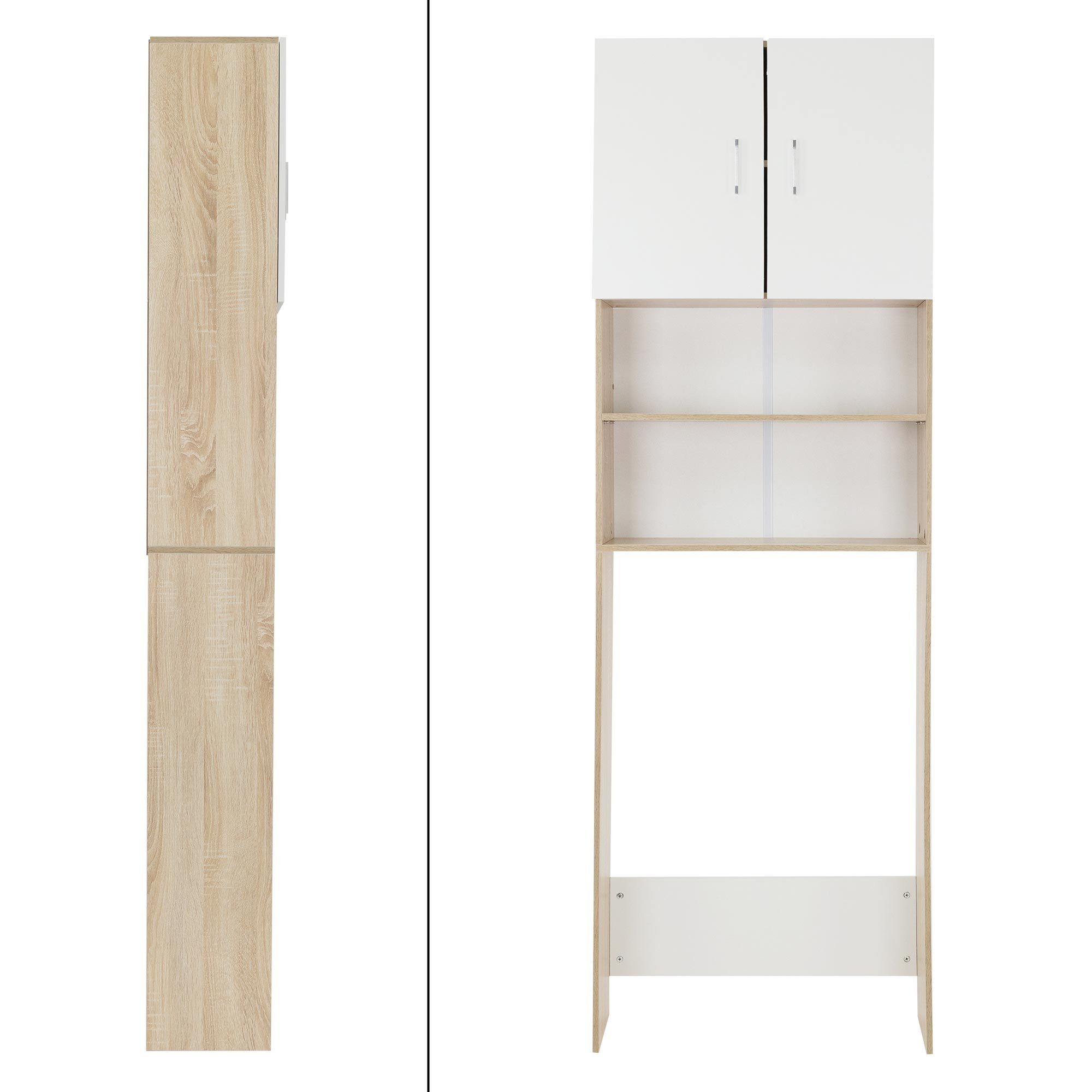 ECD Germany Waschmaschinenumbauschrank Waschmaschinenschrank 2 Türen, Fächern 190x62,5 cm