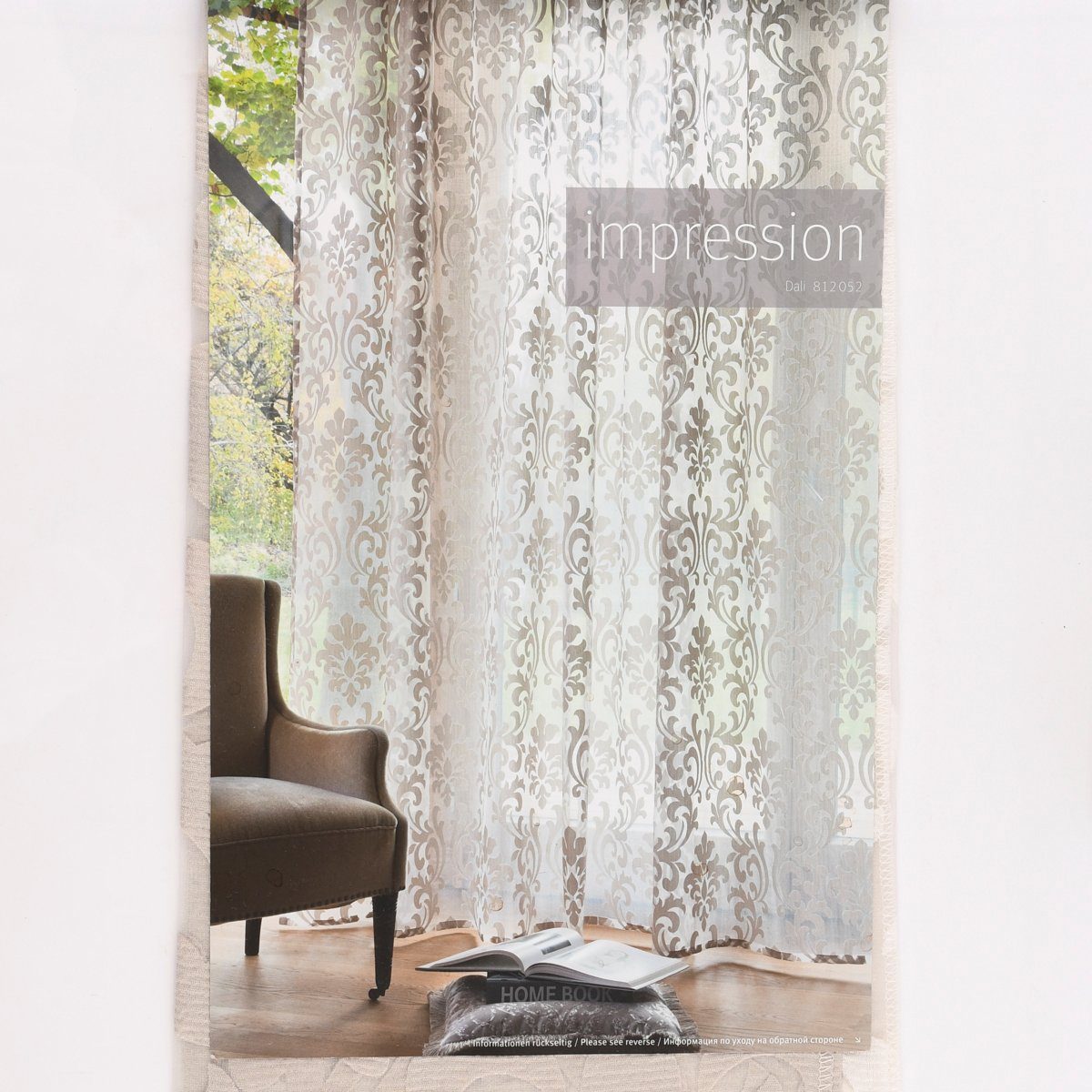 Meterware Rasch Textil Stores Ausbrenner Dali Ornamente beige 280cm, halbtransparent, Viskose, überbreit