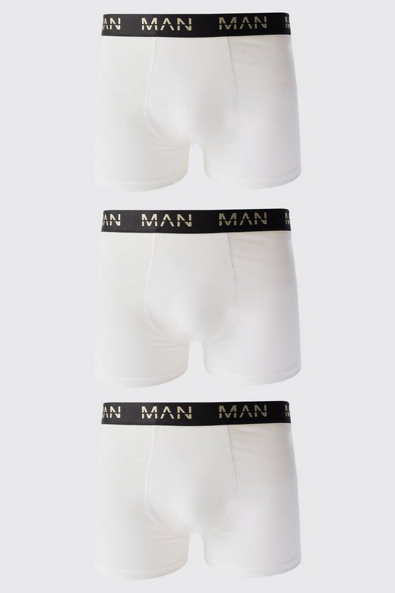 3er-Pack goldene Man Dash Boxershorts in Weiß