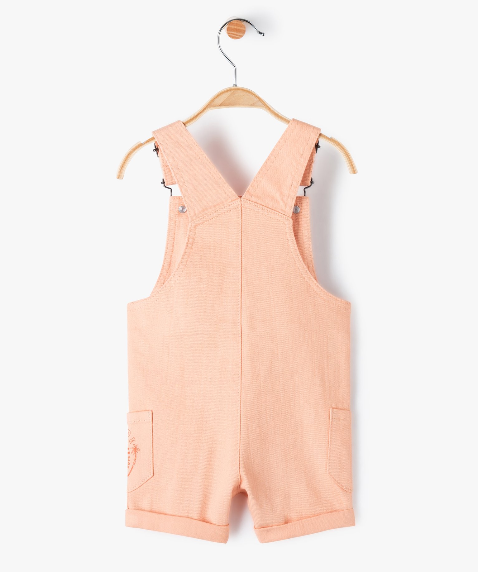 Salopette bébé Garçon courte en denim stretch coloré orange | GEMO
