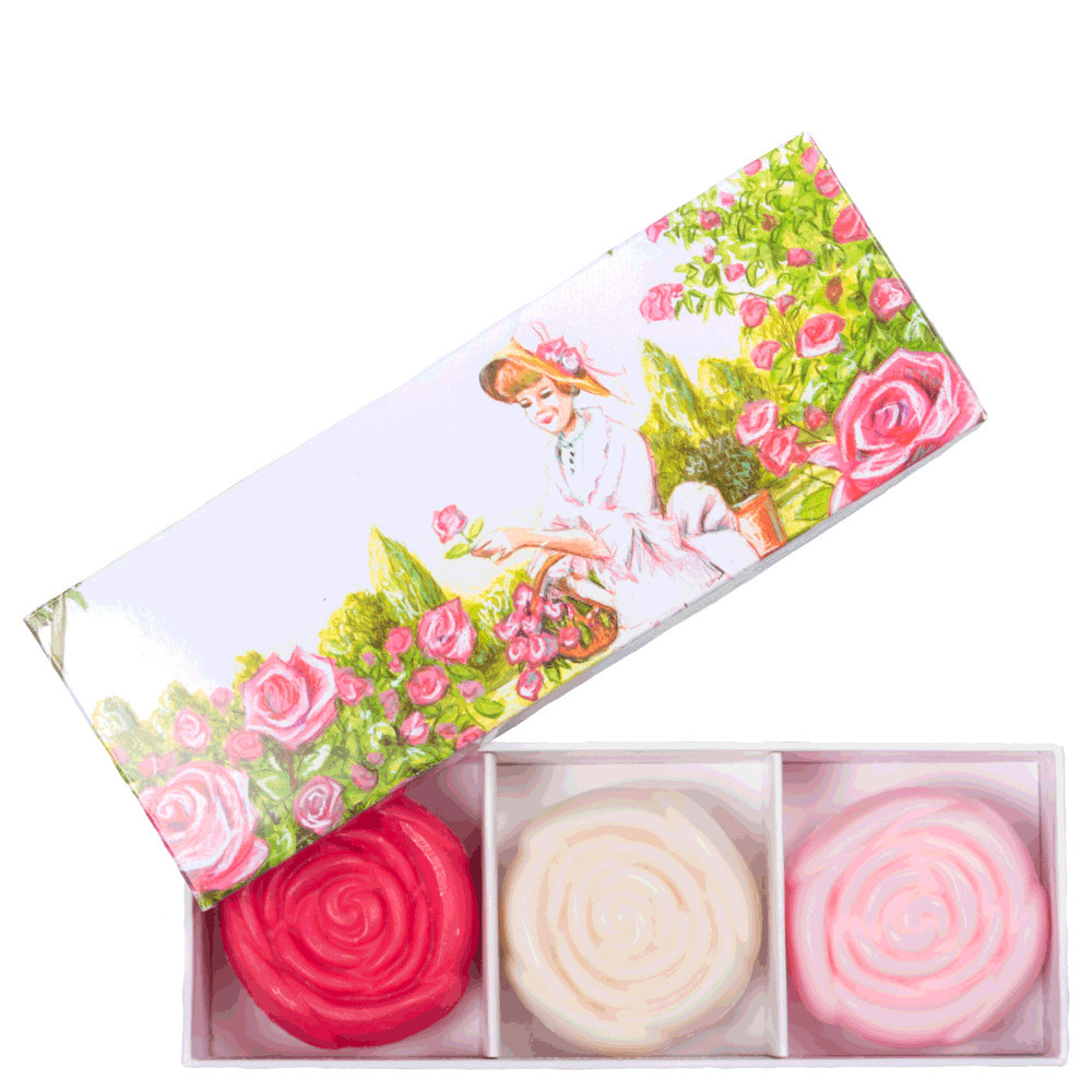 La savonnerie de nyons Coffret de 3 Savons Rose 50g (Fleur de Cerisier, Fleur de Coton, Rose) Savon