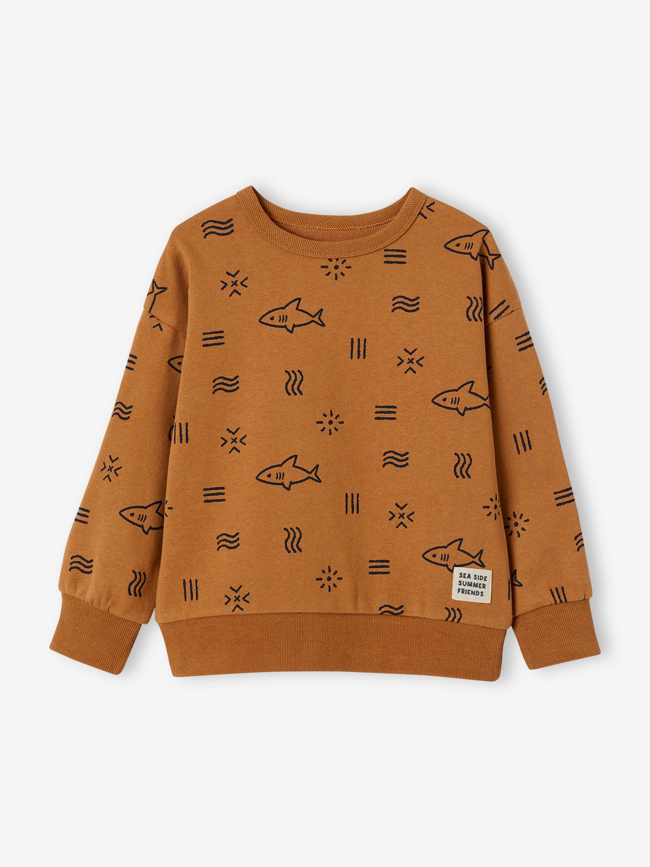 Vertbaudet Jungen Sweatshirt mit Recycling-Polyester - karamell hai