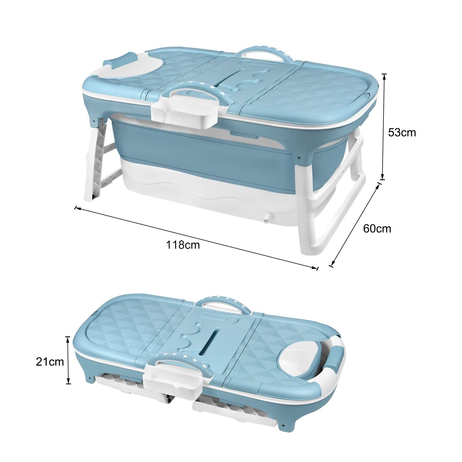 UISEBRT Badewanne Faltbare Badewanne Erwachsene, Foldable Bathtub 118x62x53cm