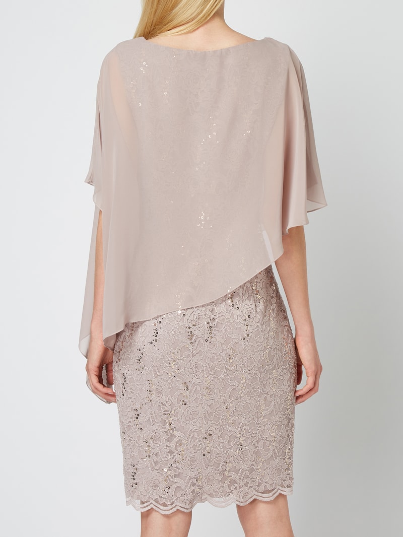 Cocktailkleid aus floraler Spitze in beige