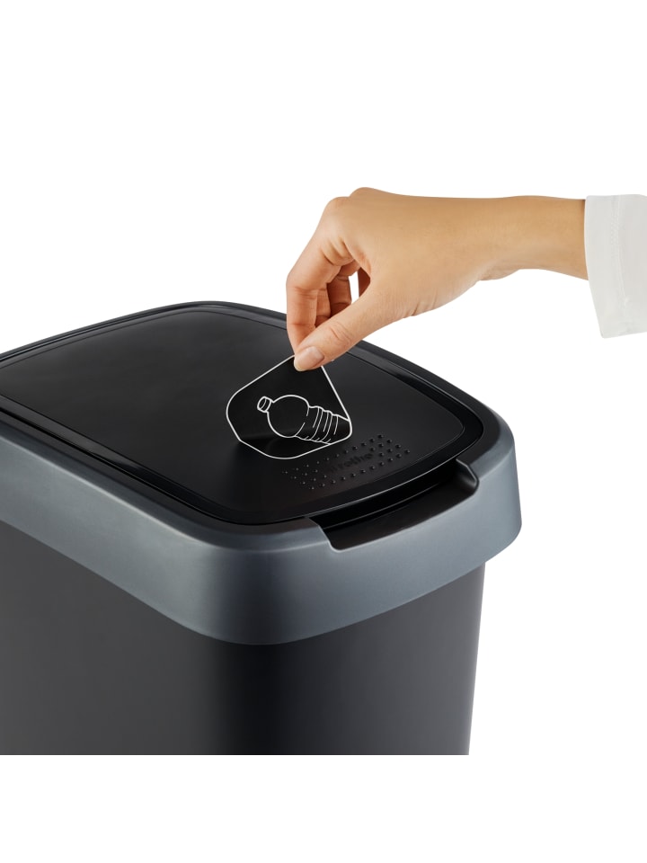 Rotho TWIST Abfalleimer 50l - 2-in-1 Deckel - ideal zur Mülltrennung zuhause in Dunkelsilber günstig kaufen onesize