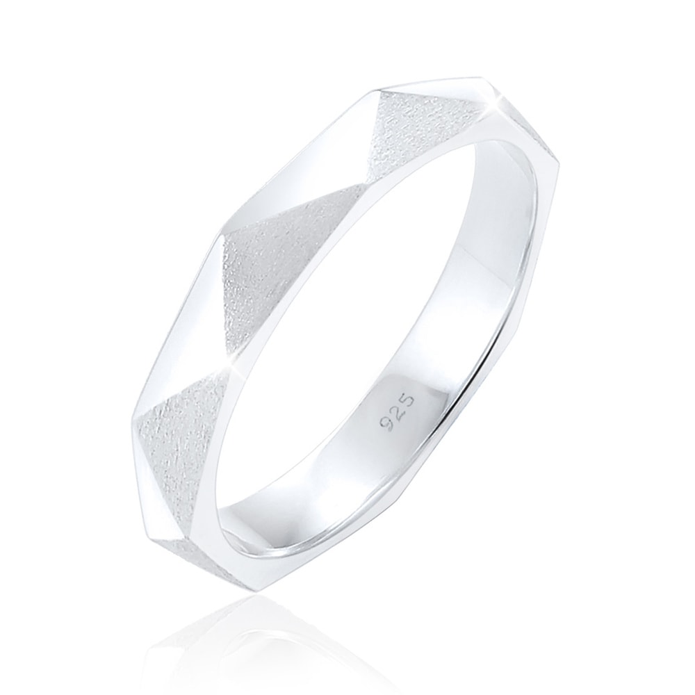 Elli Elli Bague Hexagon Geo Minimal glänzend brushed 925 Silber Bague