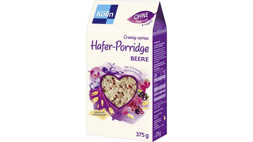 Kölln Cremig-zartes Hafer-Porridge Beere 375g mit 12% bunter Beerenmischung 375 g