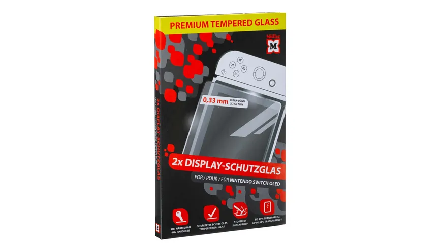 Display Schutzglas für Nintendo Switch OLED, 2 Stück