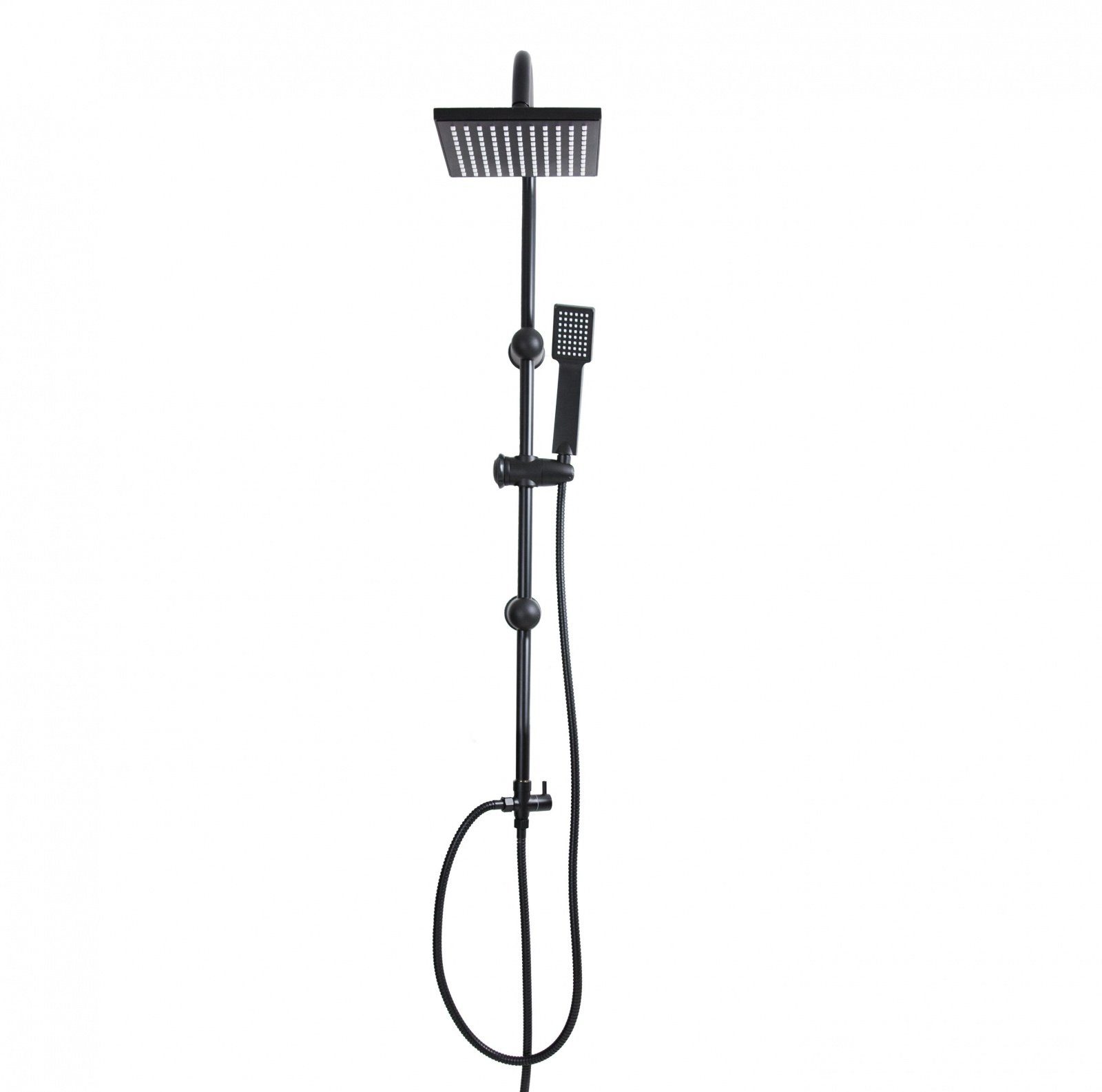 Grafner Duschsystem Grafner® Duschgarnitur mit Regenschauerduschkopf und Handbrause, 1 Strahlart(en), schwarz, Antikalk-Softdüsen