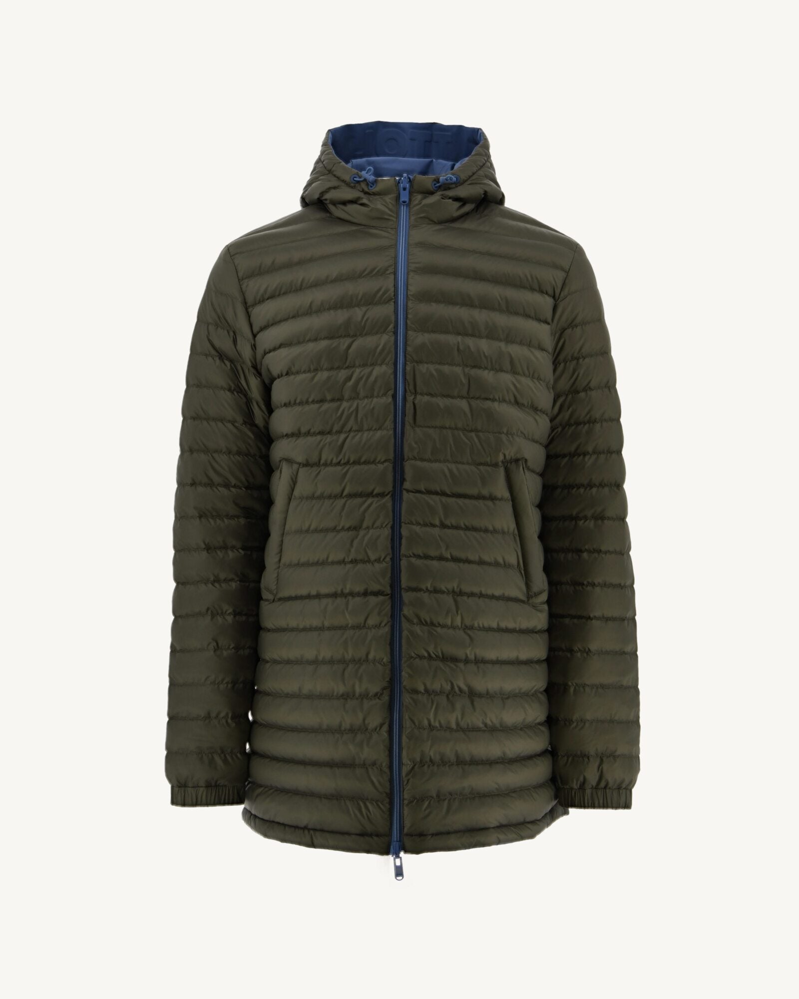 Doudoune longue réversible à capuche Bleu jeans/Army Amsterdam