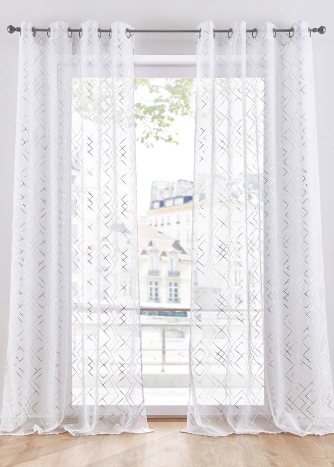 Gardine mit Glanzdruck (2er Pack)