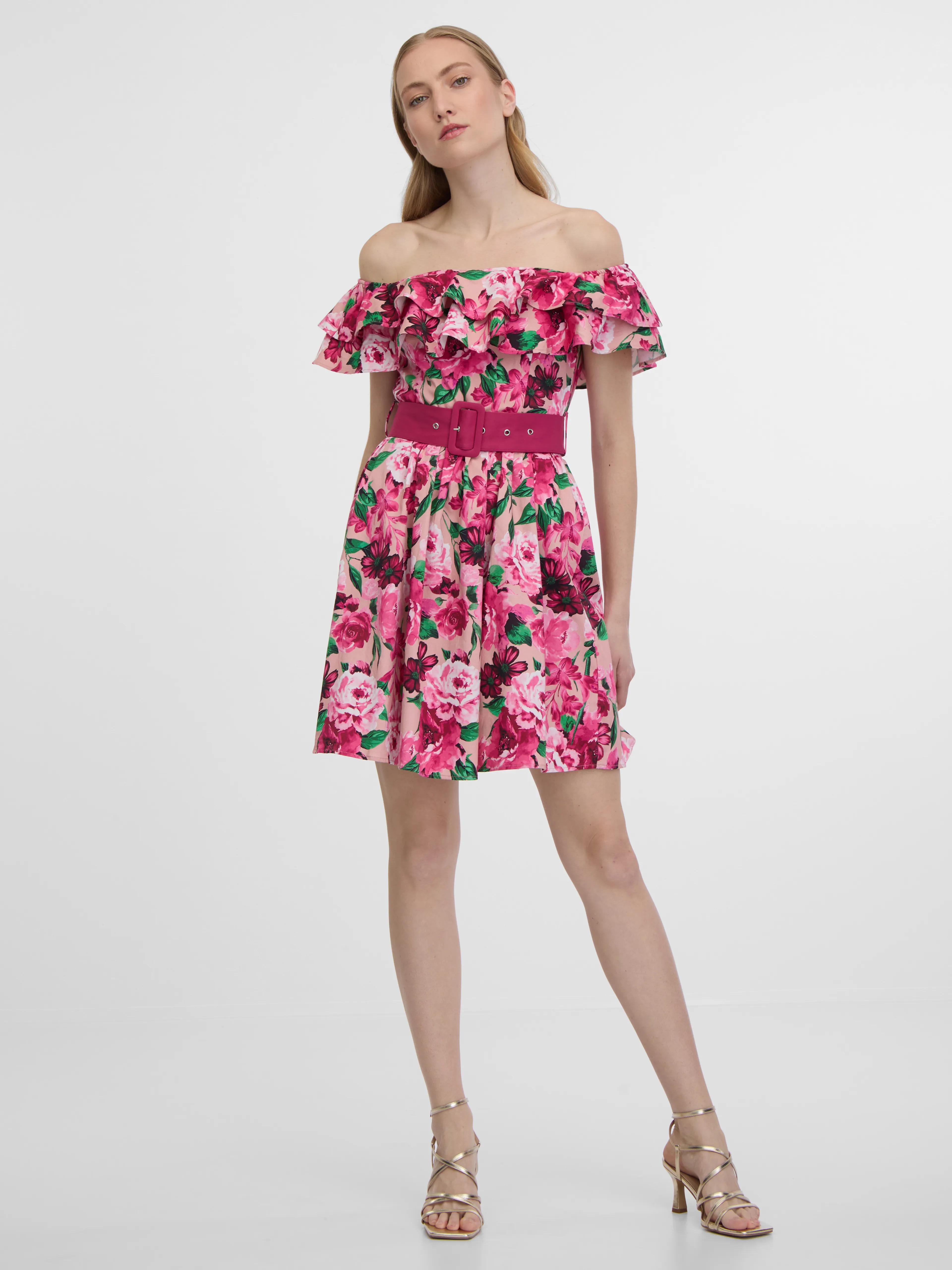 Dunkelrosa Damen-Blumenkleid ORSAY